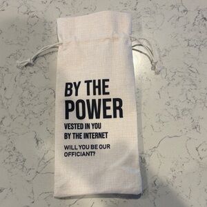 White Drawstring wine bag